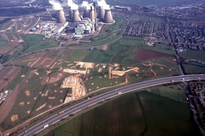 <b>Figure 1.</b> <i>An aerial photograph of excavations in advance of the A1 – M62 junction.</i> The image demonstrates the scale of some of the larger excavations Sanderson and the WYAAS deal with (Image Copyright: P. Gwilliam of ASWYAS).